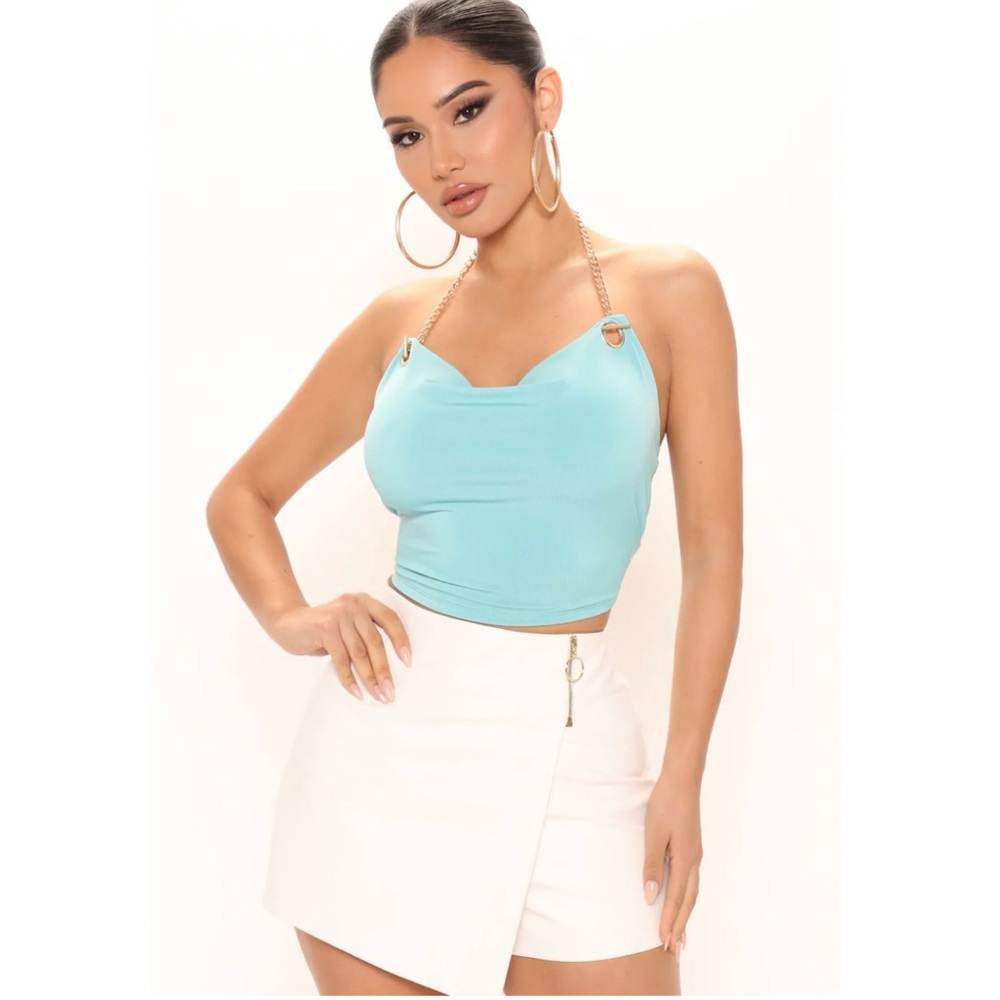 Fashion Nova 🦂 Sky Blue cowl neck crop top | Size: S | Scorpio Vibes